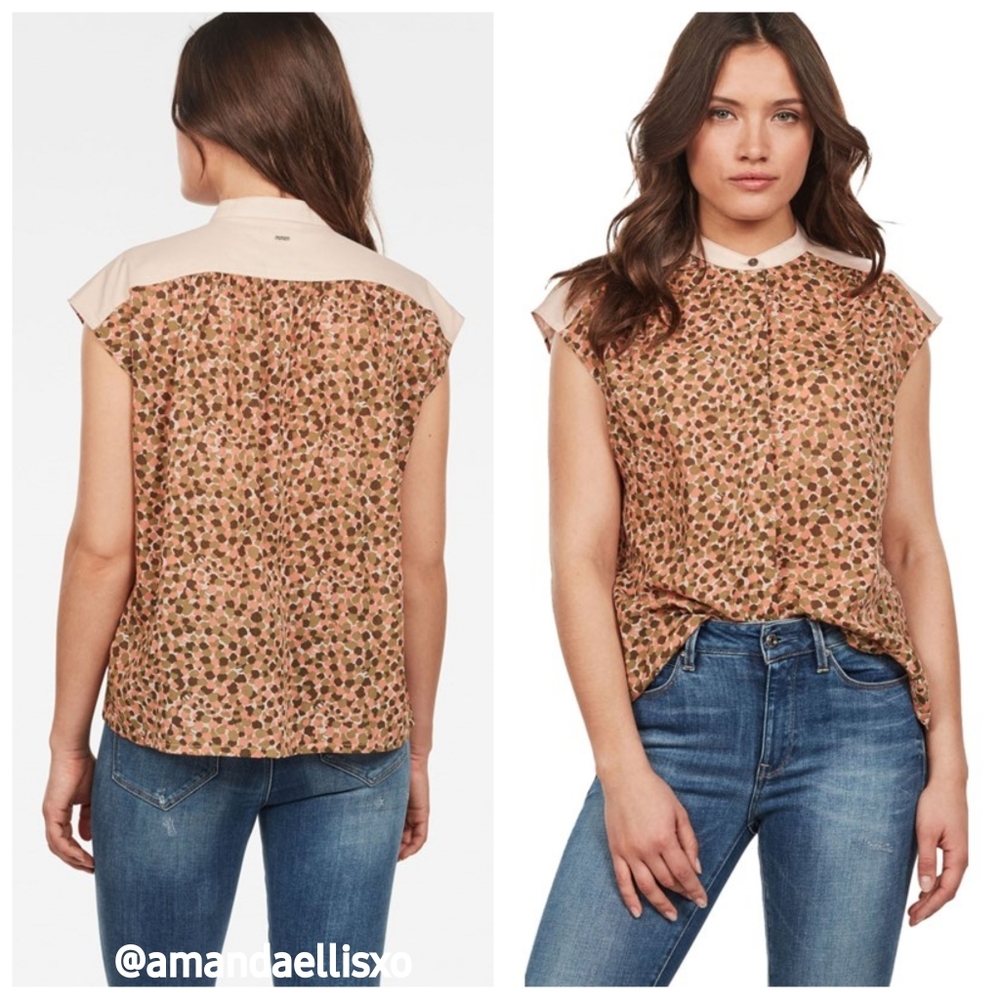 NEW! G-Star Raw Parge Short Sleeve Woven Shirt in Liquid Pink/Sunset